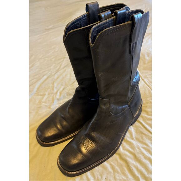 John Varvatos Size 10 Leather Pull Up Boots Oil Resistant Men Used main image 4